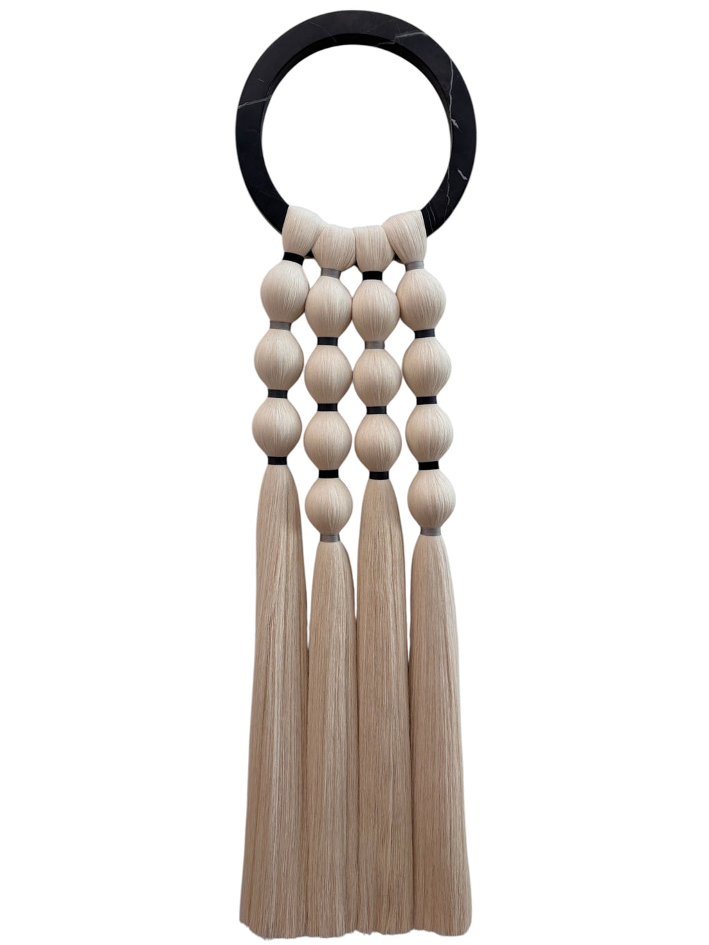 LARGE BLACK MARBLE HOOP WITH GREY/BLACK TASSEL 