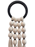 LARGE BLACK MARBLE HOOP WITH GREY/BLACK TASSEL 